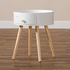 Baxton Studio Jessen Mid-Century Modern White 1-Drawer Wood End Table