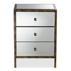Baxton Studio Nouria Modern and Contemporary Hollywood Regency Glamour Style Mirrored 3-Drawer End Table