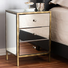 Baxton Studio Nouria Modern and Contemporary Hollywood Regency Glamour Style Mirrored 3-Drawer End Table