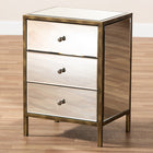Baxton Studio Nouria Modern and Contemporary Hollywood Regency Glamour Style Mirrored 3-Drawer End Table