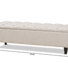 Baxton Studio Brette Mid-Century Modern Light Blue Fabric Upholstered Dark Brown Finished Wood Storage Bench Ottoman