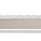 Baxton Studio Brette Mid-Century Modern Light Blue Fabric Upholstered Dark Brown Finished Wood Storage Bench Ottoman