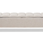 Baxton Studio Brette Mid-Century Modern Light Blue Fabric Upholstered Dark Brown Finished Wood Storage Bench Ottoman