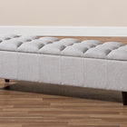Baxton Studio Brette Mid-Century Modern Grayish Beige Fabric Upholstered Dark Brown Finished Wood Storage Bench Ottoman