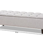 Baxton Studio Brette Mid-Century Modern Grayish Beige Fabric Upholstered Dark Brown Finished Wood Storage Bench Ottoman