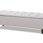 Baxton Studio Brette Mid-Century Modern Grayish Beige Fabric Upholstered Dark Brown Finished Wood Storage Bench Ottoman