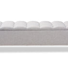 Baxton Studio Brette Mid-Century Modern Grayish Beige Fabric Upholstered Dark Brown Finished Wood Storage Bench Ottoman