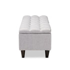 Baxton Studio Brette Mid-Century Modern Grayish Beige Fabric Upholstered Dark Brown Finished Wood Storage Bench Ottoman