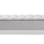 Baxton Studio Brette Mid-Century Modern Grayish Beige Fabric Upholstered Dark Brown Finished Wood Storage Bench Ottoman