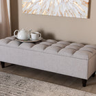 Baxton Studio Brette Mid-Century Modern Grayish Beige Fabric Upholstered Dark Brown Finished Wood Storage Bench Ottoman