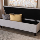 Baxton Studio Brette Mid-Century Modern Grayish Beige Fabric Upholstered Dark Brown Finished Wood Storage Bench Ottoman