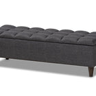 Baxton Studio Brette Mid-Century Modern Charcoal Fabric Upholstered Dark Brown Finished Wood Storage Bench Ottoman