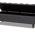 Baxton Studio Brette Mid-Century Modern Charcoal Fabric Upholstered Dark Brown Finished Wood Storage Bench Ottoman