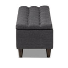 Baxton Studio Brette Mid-Century Modern Charcoal Fabric Upholstered Dark Brown Finished Wood Storage Bench Ottoman