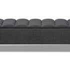 Baxton Studio Brette Mid-Century Modern Charcoal Fabric Upholstered Dark Brown Finished Wood Storage Bench Ottoman