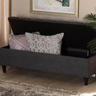 Baxton Studio Brette Mid-Century Modern Charcoal Fabric Upholstered Dark Brown Finished Wood Storage Bench Ottoman