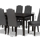 Baxton Studio Dylin Modern and Contemporary Dark Grey Fabric Upholstered and Dark Brown Finished Wood 7-Piece Dining Set