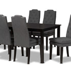Baxton Studio Dylin Modern and Contemporary Dark Grey Fabric Upholstered and Dark Brown Finished Wood 7-Piece Dining Set