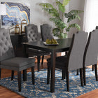 Baxton Studio Dylin Modern and Contemporary Dark Grey Fabric Upholstered and Dark Brown Finished Wood 7-Piece Dining Set