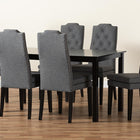 Baxton Studio Dylin Modern and Contemporary Dark Grey Fabric Upholstered and Dark Brown Finished Wood 7-Piece Dining Set