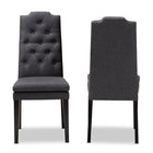 Baxton Studio Dylin Modern and Contemporary Charcoal Fabric Upholstered Button Tufted Wood Dining Chair Set of 2