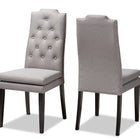 Baxton Studio Dylin Modern and ContemporaryGray Fabric Upholstered Button Tufted Wood Dining Chair Set of 2