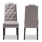 Baxton Studio Dylin Modern and ContemporaryGray Fabric Upholstered Button Tufted Wood Dining Chair Set of 2