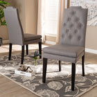 Baxton Studio Dylin Modern and ContemporaryGray Fabric Upholstered Button Tufted Wood Dining Chair Set of 2