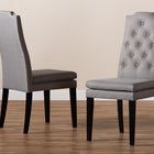 Baxton Studio Dylin Modern and ContemporaryGray Fabric Upholstered Button Tufted Wood Dining Chair Set of 2