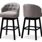 Baxton Studio Theron Transitional Gray Fabric Upholstered Wood Swivel Bar Stool Set of 2