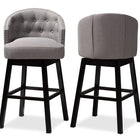 Baxton Studio Theron Transitional Gray Fabric Upholstered Wood Swivel Bar Stool Set of 2