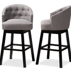 Baxton Studio Theron Transitional Gray Fabric Upholstered Wood Swivel Bar Stool Set of 2