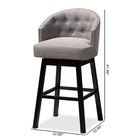 Baxton Studio Theron Transitional Gray Fabric Upholstered Wood Swivel Bar Stool Set of 2