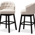 Baxton Studio Theron Transitional Light Beige Fabric Upholstered Wood Swivel Bar Stool Set of 2