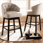 Baxton Studio Theron Transitional Light Beige Fabric Upholstered Wood Swivel Bar Stool Set of 2