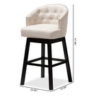 Baxton Studio Theron Transitional Light Beige Fabric Upholstered Wood Swivel Bar Stool Set of 2