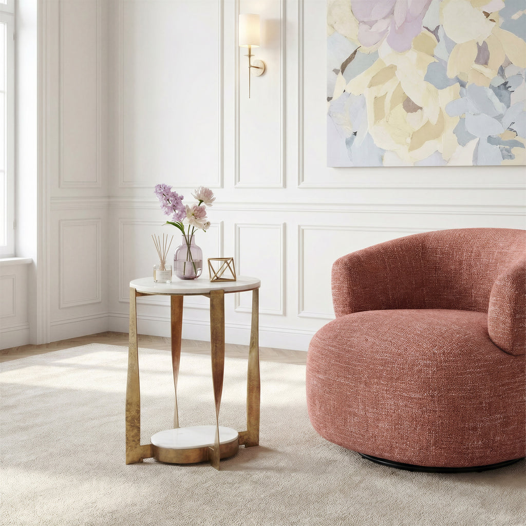 Zuo Orion Accent Table White & Brass