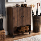 Baxton Studio Rossin Modern and Contemporary Walnut Brown Finished 2-Door Wood Entryway Shoe Storage Cabinet