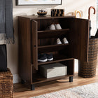 Baxton Studio Rossin Modern and Contemporary Walnut Brown Finished 2-Door Wood Entryway Shoe Storage Cabinet