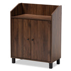 Baxton Studio Rossin Modern and Contemporary Walnut Brown Finished 2-Door Wood Entryway Shoe Storage Cabinet with Open Shelf