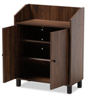 Baxton Studio Rossin Modern and Contemporary Walnut Brown Finished 2-Door Wood Entryway Shoe Storage Cabinet with Open Shelf