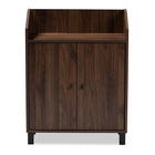 Baxton Studio Rossin Modern and Contemporary Walnut Brown Finished 2-Door Wood Entryway Shoe Storage Cabinet with Open Shelf