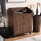 Baxton Studio Rossin Modern and Contemporary Walnut Brown Finished 2-Door Wood Entryway Shoe Storage Cabinet with Open Shelf