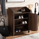 Baxton Studio Rossin Modern and Contemporary Walnut Brown Finished 2-Door Wood Entryway Shoe Storage Cabinet with Open Shelf