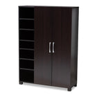 Baxton Studio Marine Modern and Contemporary Two-Tone Wenge and Black Finished 2-Door Wood Entryway Shoe Storage Cabinet with Open Shelves