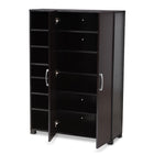 Baxton Studio Marine Modern and Contemporary Two-Tone Wenge and Black Finished 2-Door Wood Entryway Shoe Storage Cabinet with Open Shelves