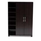 Baxton Studio Marine Modern and Contemporary Two-Tone Wenge and Black Finished 2-Door Wood Entryway Shoe Storage Cabinet with Open Shelves