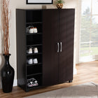 Baxton Studio Marine Modern and Contemporary Two-Tone Wenge and Black Finished 2-Door Wood Entryway Shoe Storage Cabinet with Open Shelves