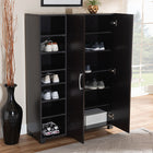 Baxton Studio Marine Modern and Contemporary Two-Tone Wenge and Black Finished 2-Door Wood Entryway Shoe Storage Cabinet with Open Shelves