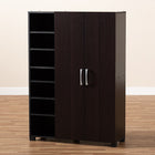 Baxton Studio Marine Modern and Contemporary Two-Tone Wenge and Black Finished 2-Door Wood Entryway Shoe Storage Cabinet with Open Shelves